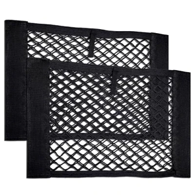 Immagine di Vicera Rete Portaoggetti Auto, Organizer Elastico per Bagagliaio, Tasca Adesiva con Velcro, Accessorio Universale Ordine Baule 40 x 25 cm Set da 2