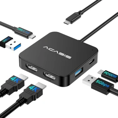 Immagine di Hub USB C, C Multi Port con HDMI 4K, Power Delivery 100 W 3 porte 3.0 1 porta Type Adattatore splitter per MacBook, Mac Mini, laptop e dispositivo (2HDMI)