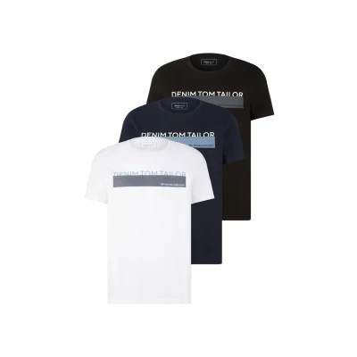 Immagine di TOM Tailor Denim 3 PACK Tshirt con stampa, Uomo, Taglia: 3XL, Black