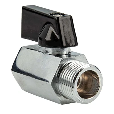 Immagine di tecuro Mini valvola a sfera filettatura interna Rp 1/4 pollici x esterna G pollici, ottone cromato