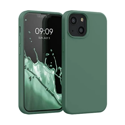 Immagine di kwmobile Cover per Apple iPhone 13 mini Custodia Back Case Smartphone in Silicone TPU Protezione Gommata verde militare