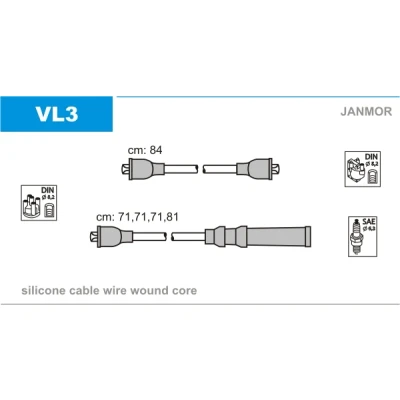 Immagine di JANMOR VL3 Kit Cavi Accensione VOLVO: 240 Station Wagon, 340 360 Hatchback