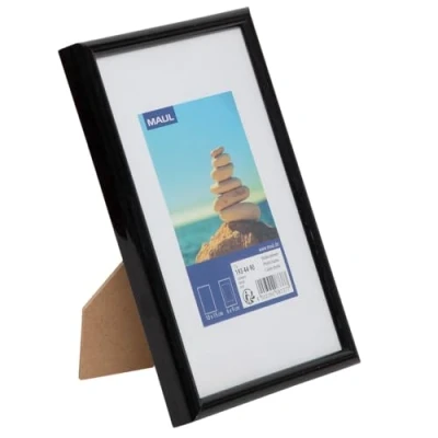 Immagine di MAUL Cornice foto 10x15 cm MAULart per in plastica con intarsio passe partout Cornici formato orizzontale e verticale Ideale le Nera