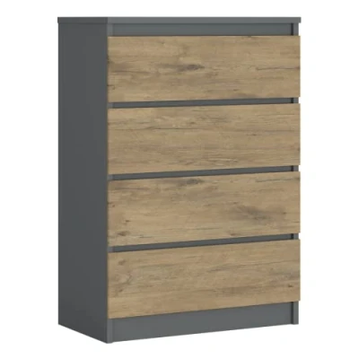 Immagine di 3E 3xE living.com Cassettiera, credenza con 4 cassetti, Antracite/Quercia lancelot, D: 70 x 124 39 cm