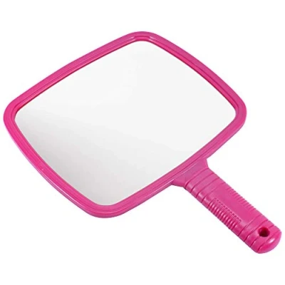 Immagine di TRIXES Specchio Portatile Professionale per Salone Parrucchiere Barbiere con Manico Trucco Grande e Comodo Specchietto Dentista Rosa