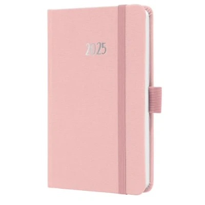 Immagine di SIGEL J5404 Agenda settimanale Jolie 2025, certificazione FSC, 2 pagine = 1 settimana, copertina rigida con superficie in materiale tessile, circa A6, rosa chiaro, 174