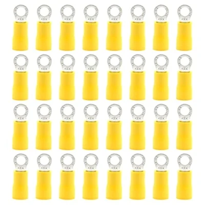 Immagine di Hocansen 50 Pezzi Terminale Connettori ad Anello M4 Ring Crimp Elettrici a Occhiello Crimpatrice Set per Fili (PR4/Yellow)