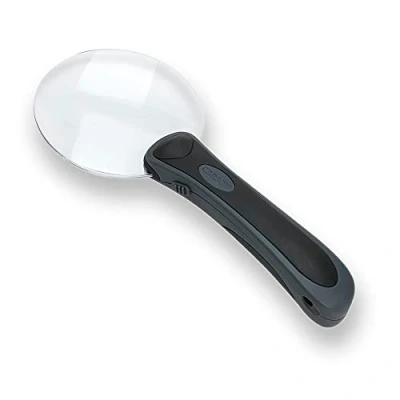 Immagine di Carson 2 x Rettangolare Rimfree LED illuminato lente d&#039; ingrandimento con custodia morbida