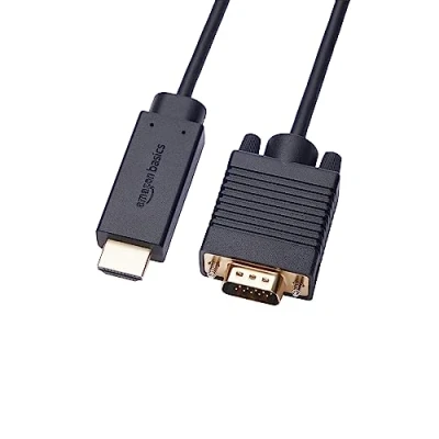 Immagine di Amazon Basics, Cavo da HDMI (sorgente) a VGA (Display) non bidirezionale, placcato in oro, 6 feet, nero