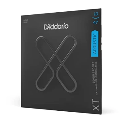 Immagine di D&#039;Addario Corde Chitarra Acustica per Coated XTABR1047 12, XT in Bronzo 80/20 Acustica, Scalatura Custom, Leggera 12 Corde, 10 47