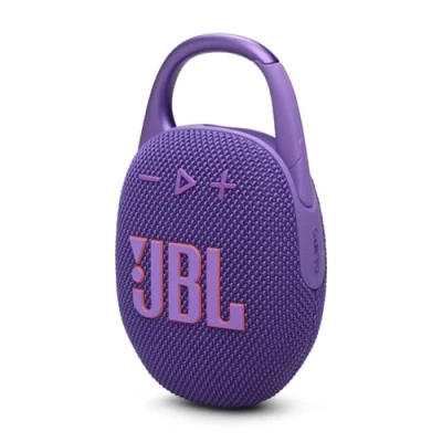 Immagine di JBL Clip 5 Speaker Bluetooth Portatile, Altoparlante Wireless Compatto, Moschettone Integrato, Waterproof e Resistente alla Polvere IP67, fino a 12 h di Autonomia, App Portable, Viola