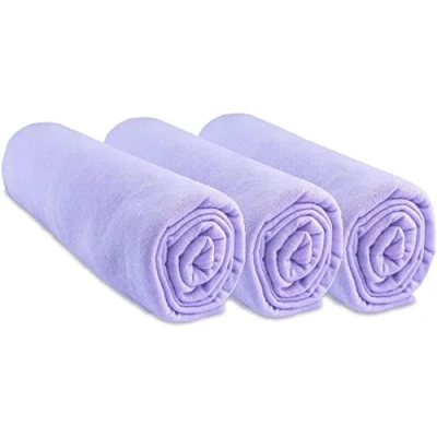 Immagine di Set di 3 lenzuola, copriletto, 40 x 80 cm, estensibile per 90, culla, 80, 100% cotone, colore: viola traspirante sonno sano marchio Easy Dort Oeko Tex Made in Europe