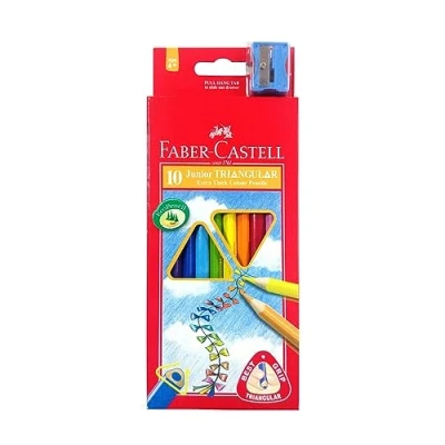 Immagine di Faber Castell Pastelli Jumbo a forma triangolare, con temperamatite, confezione da 10 pezzi