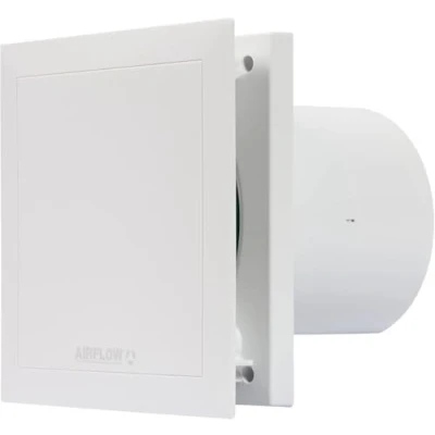 Immagine di Airflow 9041499 Estrattore d&#039;aria assiale QuietAir a 2 velocità con timer e regolatore di umidità, ultrasilenzioso, montaggio parete o soffitto, gamma QT120HT, ø 12 cm