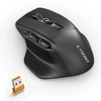 Immagine di Rytaki Mouse wireless per mani grandi 4800 DPI Senza Fili Ergonomico, 2,4G Ottico con Ricevitore USB PC/Mac/Laptop/tablet/computer, 6 pulsanti, nero Professionale