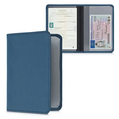 Immagine di kwmobile Custodia in Neoprene per Libretto Circolazione Auto Cover Portalibretto con Scomparti Tessere Patente Foderina Porta Documenti blu marino