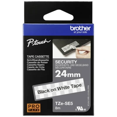 Immagine di Brother TZe SE5 Nastro laminato di sicurezza Colore Nastro: Bianco carattere: Nero 24 mm 8 m