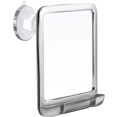 Immagine di Specchio Doccia Antiappannamento con Ventosa e Porta Rasoio, da Bagno a Parete Senza Adesivo, Barba in Plastica Infrangibile, 20 cm x 18