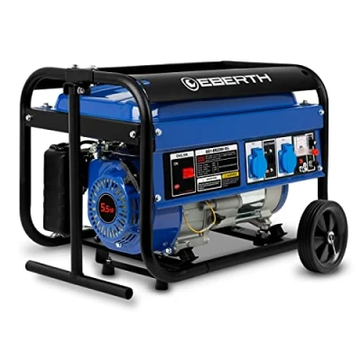 Immagine di EBERTH 2200 Watt Generatore di corrente con Carrello Gruppo elettrogeno 5,5 CV Motore a benzina 4T, Monofase 2x 230V, 1x 12V, Regolatore volt automatico AVR, Protezione da mancanza olio, Voltametro