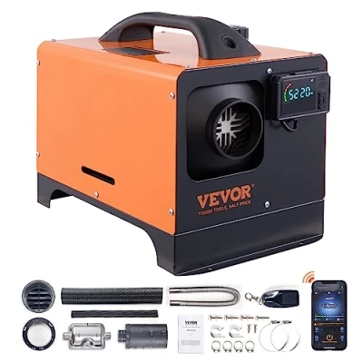 Immagine di VEVOR Riscaldatore d&#039;Aria Diesel all in One per Auto Camper Camion RV 12V 5 8KW Temperatura Regolabile 8℃ 36℃ Controllo Bluetooth da Parcheggio Consumo di Carburante 0,16 0,52L/h