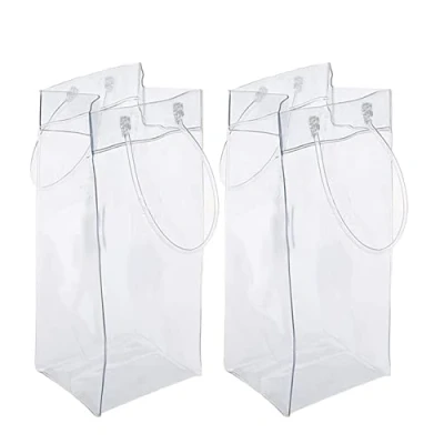 Immagine di sacchetto di ghiaccio del vino Borsa raffreddamento della birra portatile pieghevole trasparente PVC bianco refrigeratore