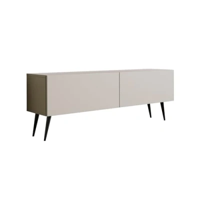 Immagine di 3E 3xE living.com Mobile TV: due ante, ripiani, Colore: cashmere, gambe nere, D: L: 140 cm, A: 52 P : 32