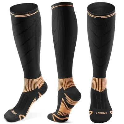 Immagine di CAMBIVO Calze Compressione Graduata Donna Uomo in Rame, a Uomo, Gambaletti Elastiche 15 20 mmHg per Circolazione Gambe, Running, Ciclismo, Trekking, Sport, Viaggio Aereo