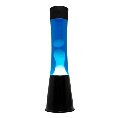 Immagine di Fisura Lampada lava bianca e blu. Base nera, liquido blu bianca. ad effetto rilassante.Con lampadina di ricambio. 11 cm x 39,5 cm.