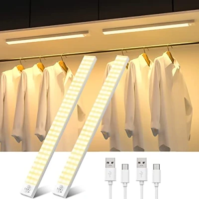 Immagine di OUILA Luce Led Sottopensile Cucina 43cm, 2PCS 2500mAh, 4 Modalità con Sensore Movimento,3000K, Armadio per Scale Corridoio Garage Letto