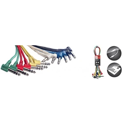 Immagine di Stagg SPC060LS E Confezione da 6 cavi patch con L jack stereo, 60 cm