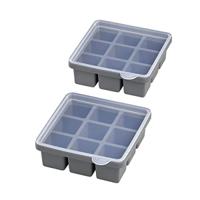 Immagine di APS Stampo per cubetti di ghiaccio con coperchio trasparente, 9 ghiaccio, dimensioni cubo: 4 x cm, in silicone