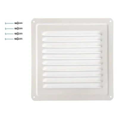 Immagine di Griglia di Ventilazione in Metallo Realizzata Acciaio Zincato Verniciato a Polvere Colore Bianco RAL 9016,Griglia per Esterni/Interni 18 x cm, Diffusore d&#039;Aria Metallo.