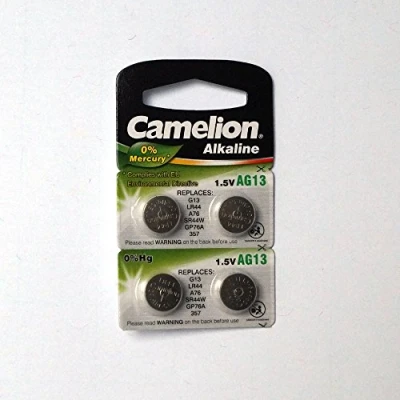 Immagine di Arcas Batterie a bottone Alkaline AG13, 1,5 V, 11,6 x 5,4 mm, Confezione da 4 su blister LR44/A76