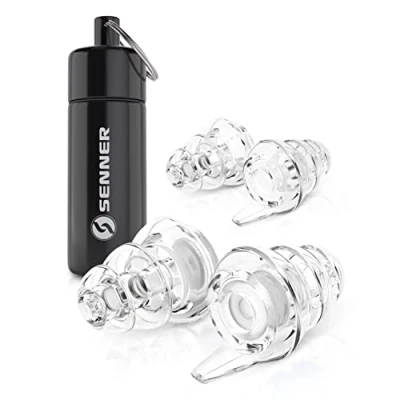 Immagine di Senner MusicPro tappi per orecchie antirumore a protezione dell’udito con contenitore in alluminio. Ideali musica, concerti, discoteca e festival, trasparente