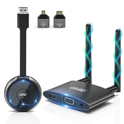 Immagine di HDMI Wireless 4K 5G, Supporto VGA&amp;HDMI Doppio Schermo, Trasmettitore e Ricevitore Senza Fili, Streaming Audio Video, Cast da Laptop/PC/Camera/DVD a HDTV/Proiettore/Monitor,165Ft/50M