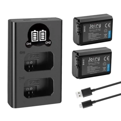 Immagine di 2 X NP FW50 Batteria di Ricambio e Doppio caricatore Compatibile con Sony Alpha a6500, a6300, a6000, a7s, a7, a7s ii, a5100, a5000, a3000, a7r, a7 NEX 3/5/7 Series