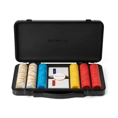 Immagine di SLOWPLAY Godel set di fiches da poker in argilla 14 g per Texas Hold’em, 300 pz [Fiches non numerate] con valigetta policarbonato tedesco elegante e resistente, giocatori
