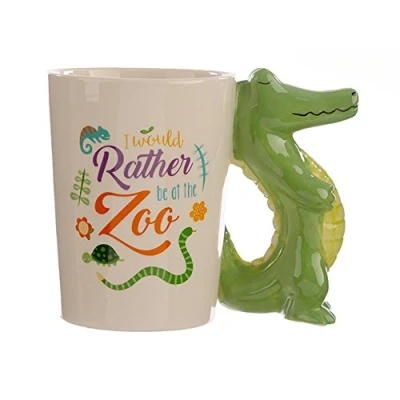 Immagine di Puckator Tazza con Manico a Forma di Coccodrillo, Linea Zooniverse, 11 x 14 8.5 cm, Bianco Uni
