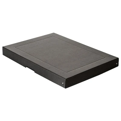 Immagine di FALKEN PureBox scatola portaoggetti originale PureBox, 40 mm di altezza, DIN A3, con coperchio, in robusto cartone riciclato, motivo: angelo blu, vegano, per il trasporto, colore nero