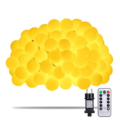 Immagine di Afufu Luci a LED con fasci di luce della stringa del globo 10M 100 telecomando,8 modalità Bianco caldo Giardino Terrazza Festa Compleanno Nozze San Valentino