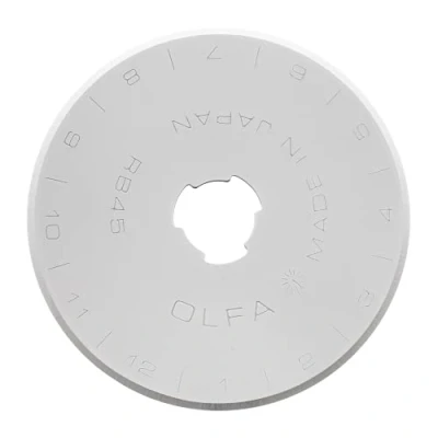 Immagine di Olfa Lame a rotella di ricambio in acciaio inossidabile custodia plastica, 45 mm, confezione da 1