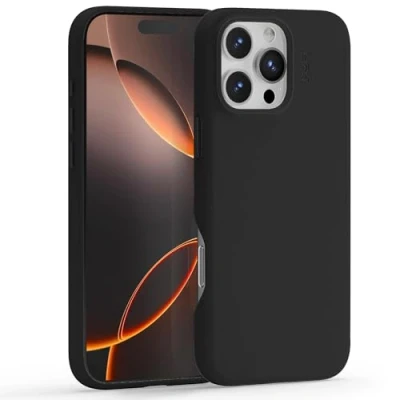 Immagine di MOFT Custodia per iPhone 16 Pro Max, MOVAS Pelle Vegetale Magnetica Compatibile con MagSafe, Tocco Morbido, Conservazione dei Colori, Resistente alle Macchie, Facile da Pulire (Nero Jet)