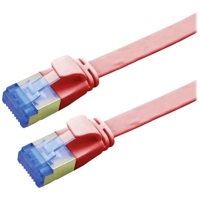 Immagine di Value 21.99.2125 RJ45 cavo di rete, patch CAT 6A F/UTP 5.00 m Rosso (chiaro) Schermato, piatto, contatti connettore dorati 1 pz.