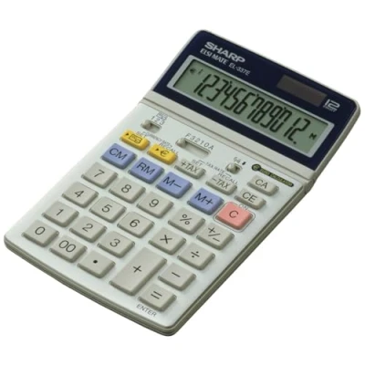 Immagine di Sharp EL 337C, Semi desk top calculator with Euro conversion Desktop Financial Silver calculators