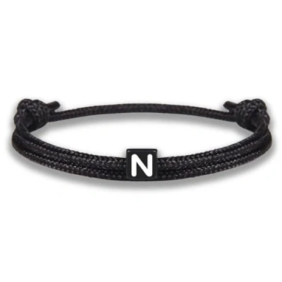 Immagine di GD GOOD.designs Bracciale in corda con lettere dell&#039;amicizia nero regolabile dimensioni 14cm 24cm Iniziale N