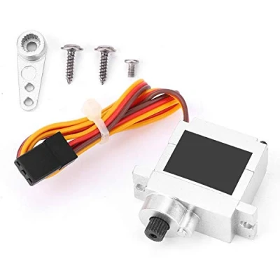 Immagine di Servo RC in Metallo, Servomotore Metallo 9G Aggiornamento Accessorio di Ricambio Compatibile con WPL B1 B14 B16 B24 C14 C24 B36 1:16 Camion RC(Argento)