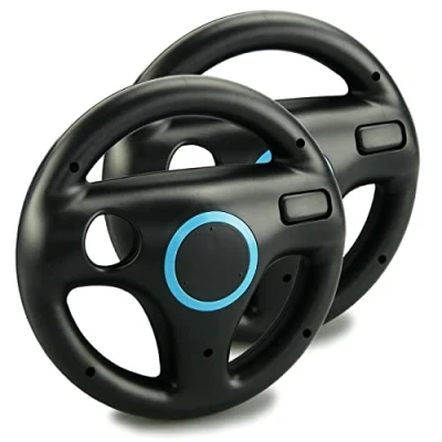 Immagine di SMARDY 2x Volante da Corsa Nero Racing Wheel Compatibile con Nintendo Wii Telecomando Controller per Mario Kart Game, Giochi di Guida