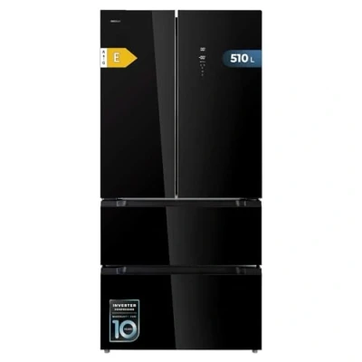 Immagine di Cecotec Frigorifero Porta Francese in Vetro da 510L Bolero CoolMarket FD 510Glass E. 183cm di Altezza, 84cm larghezza, Motore Inverter Plus, Fast Cooling Freezing, MultiAirFlow, Total NoFrost