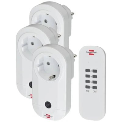 Immagine di Brennenstuhl 1507040 Comfort Line RC CE1 3001 IP20 Set di 4 interruttori Radio, 230 V, Bianco, 7 x 5,5 11