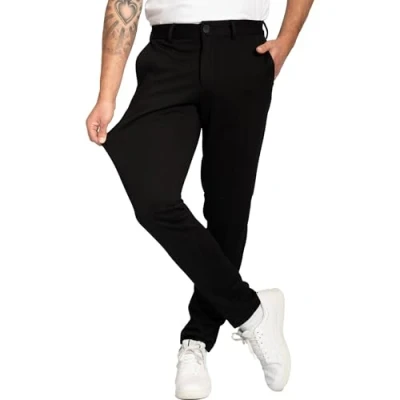 Immagine di Performance Pants pantaloni da uomo eleganti uomo, elasticizzati, comodi e pratici, per il lavoro tempo libero, in tessuto Nero , 33W x 36L